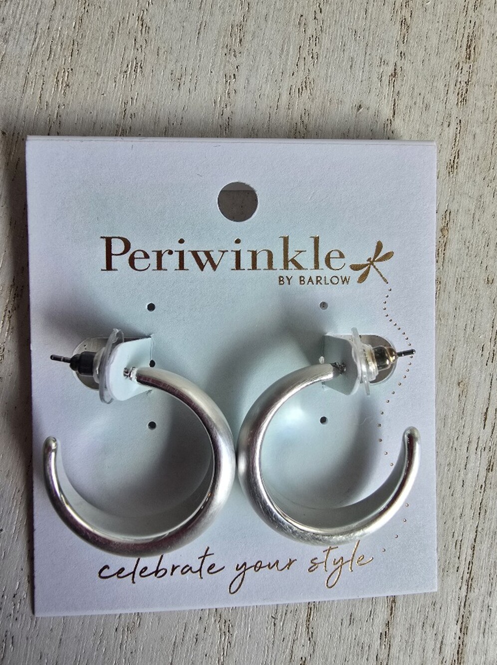 Periwinkle by Barlow Silver Crescent Hoop Earrings